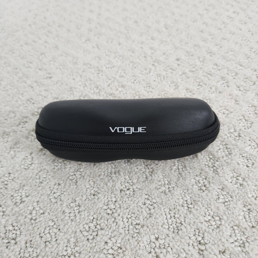 Vogue Eyewear Black Zippered Hardshell Sunglasses Case Grey Interior Logo